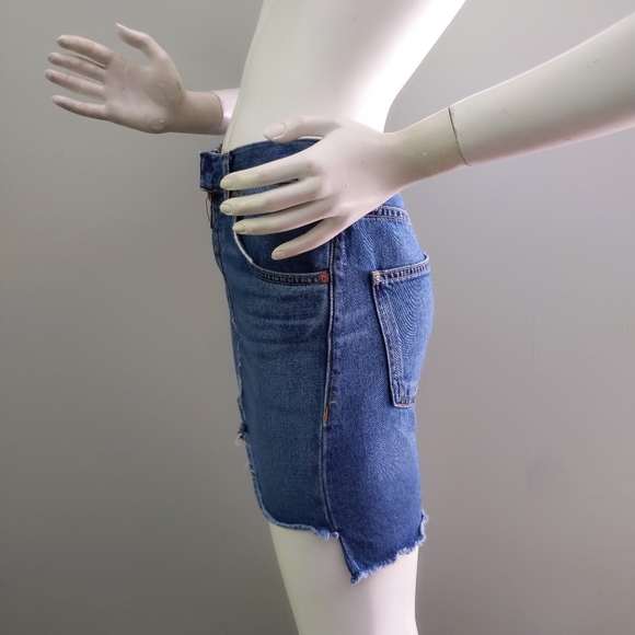 Rag & Bone O-Ring Front Zipper Blue Denim Punk Mini Skirt 26 S - Picture 4 of 6